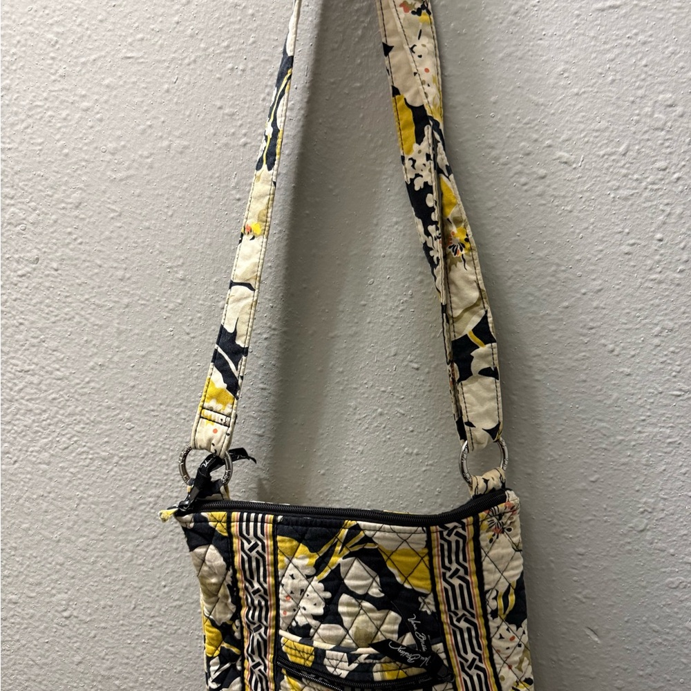 Quilted Floral Crossbody Bag in Yellow and Black